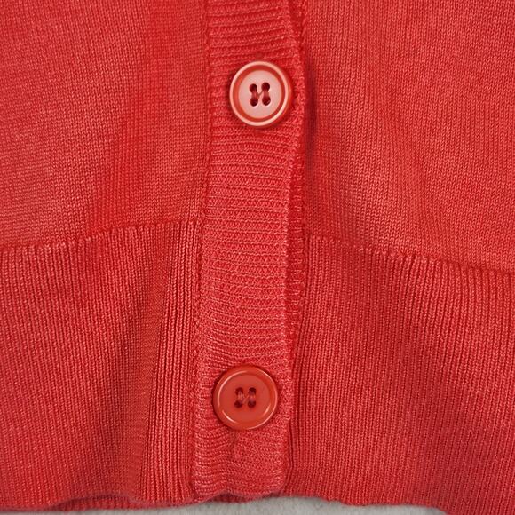 Urban Coco Knit Cropped Cardigan Lightweight Sweater Salmon Color Women’s SZ M - Picture 9 of 15